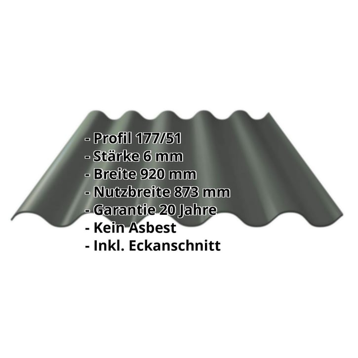 Faserzement Wellplatte Europa Profil 5 | Flaschengrün | 1600 mm #2