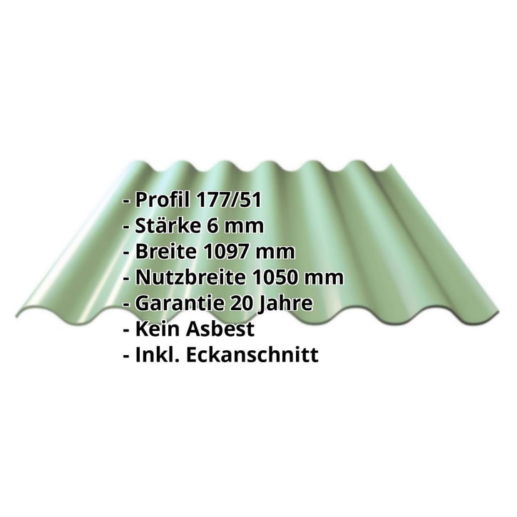 Faserzement Wellplatte Europa Profil 6 | Grün | 1250 mm #2