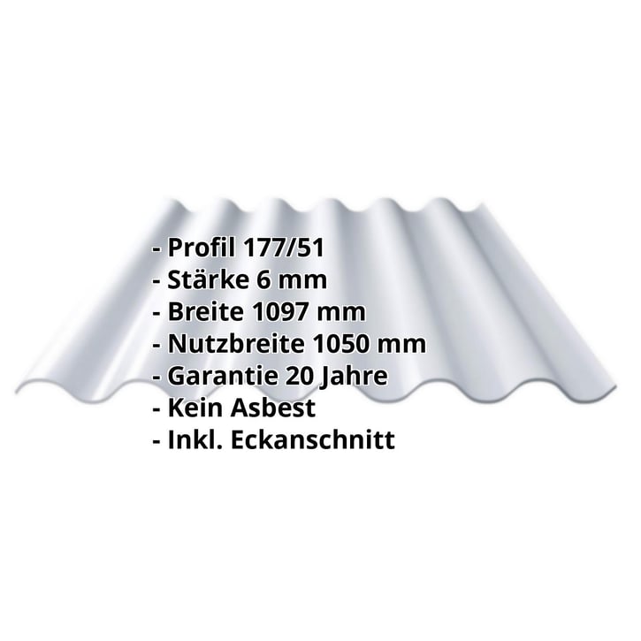 Faserzement Wellplatte Europa Profil 6 | Wolkengrau | 1250 mm #2