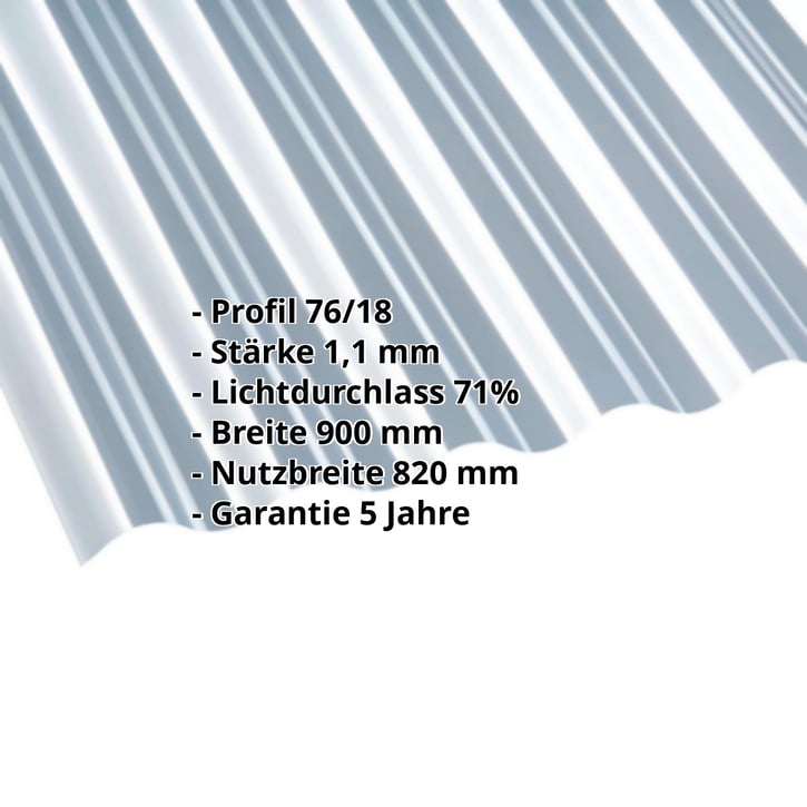 PET Wellplatte | 76/18 | 1,10 mm | Klarbläulich | 2000 mm #2