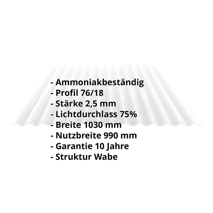 PVC Wellplatte | 76/18 | 2,50 mm | Klar | Wabenstruktur | 4000 mm #2