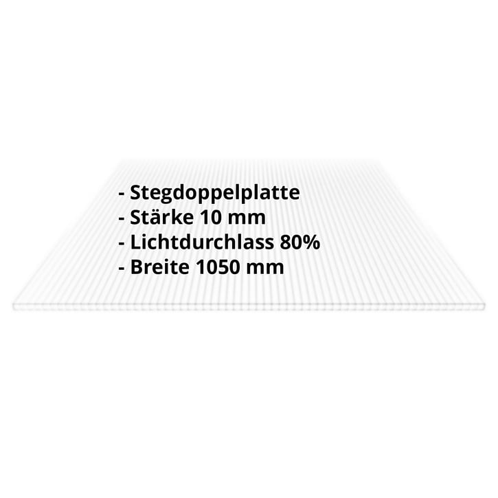 Polycarbonat Doppelstegplatte | 10 mm | Breite 1050 mm | Klar | 3500 mm #2