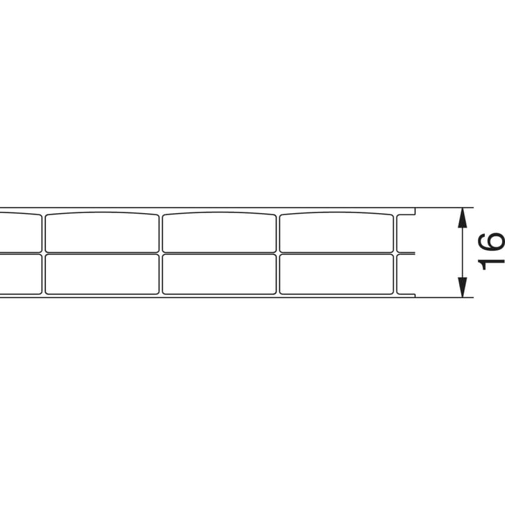 Polycarbonat Doppelstegplatte | 16 mm | Breite 980 mm | Klar | Beidseitiger UV-Schutz | Breitkammer | 2000 mm #5