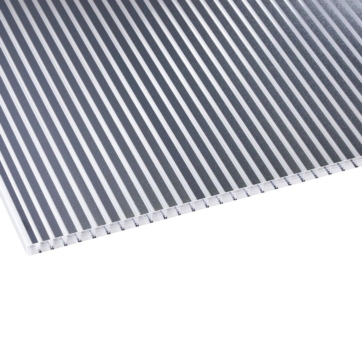 Polycarbonat Stegplatte | 16 mm | Breite 980 mm | Klar / Anthrazit gestreift | Beidseitiger UV-Schutz | 4000 mm #1