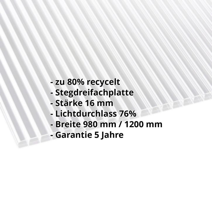 Polycarbonat Stegplatte | 16 mm | Breite 1200 mm | Klar | Blueline | 4000 mm #2