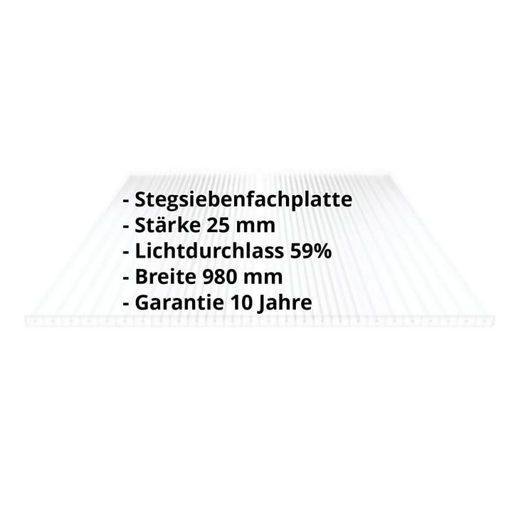Polycarbonat Stegplatte | 25 mm | Breite 980 mm | Klar | Extra Stark | 500 mm #2