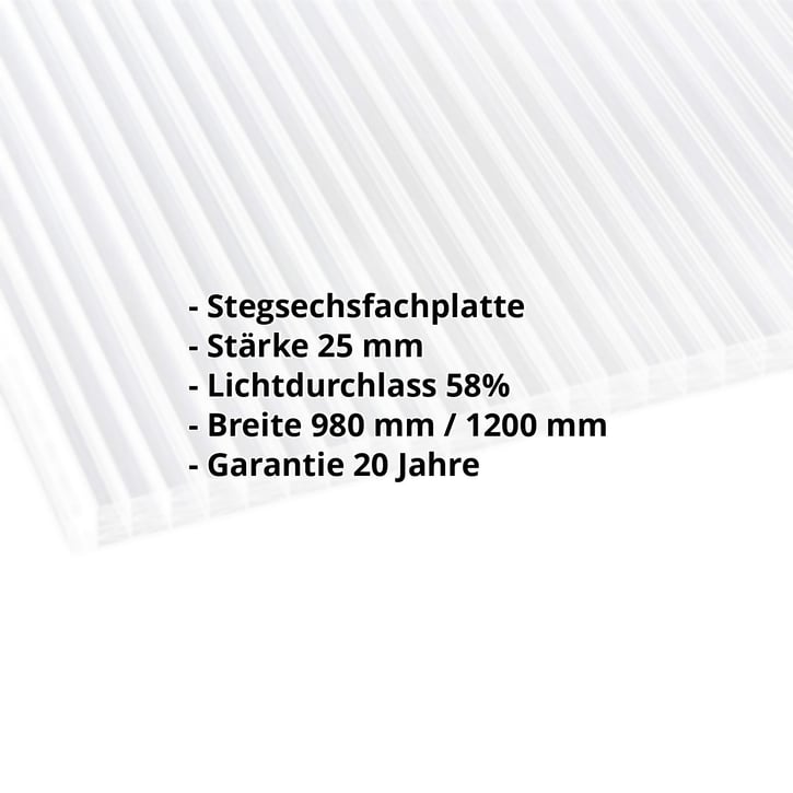 Polycarbonat Stegplatte | 25 mm | Breite 980 mm | Klar | Extra Stark | 3000 mm #2