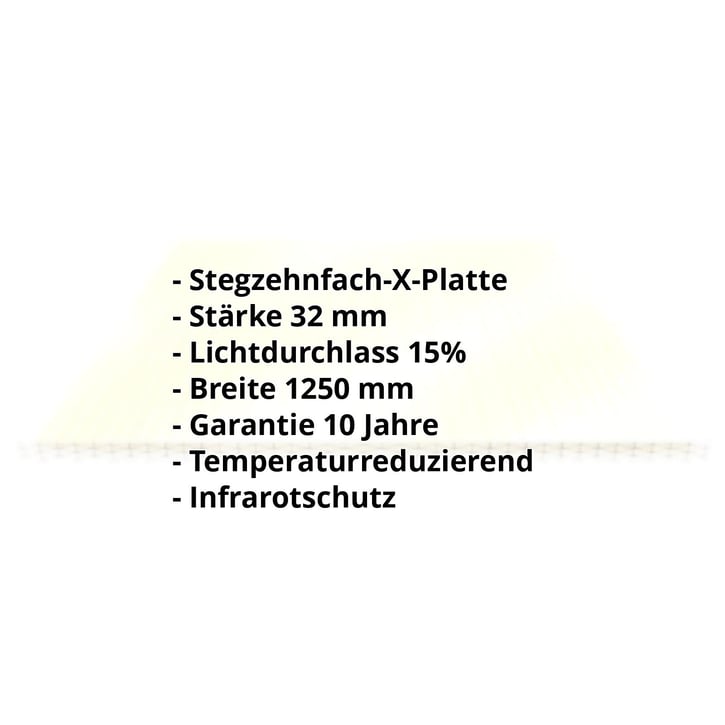 Polycarbonat Stegplatte | 32 mm | Breite 1250 mm | Gold-Opal | Ideal für Wintergarten | 4000 mm #2