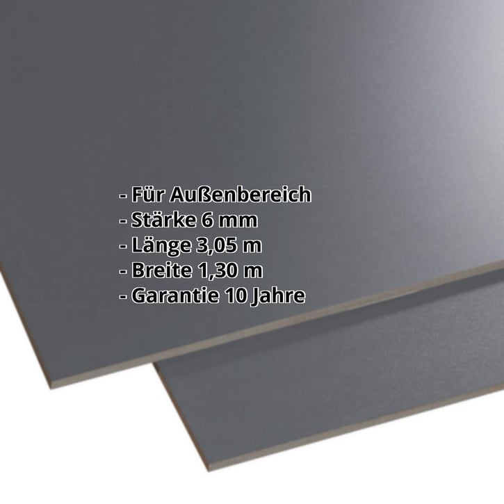 HPL Schichtstoffplatte | Außen | 6 mm | Schwarzgrau (Schieferoptik) | 3,05 x 1,30 m #2