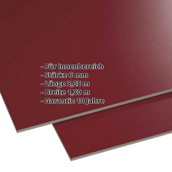 HPL Schichtstoffplatte | Innen | 6 mm | Oxidrot | 3,05 x 1,30 m #2