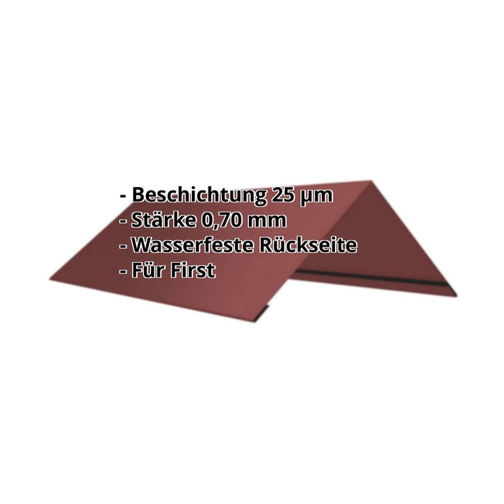 Firstblech flach | 145 x 145 x 2000 mm | 100° | Aluminium 0,70 mm | 25 µm Polyester | 8012 - Rotbraun #2