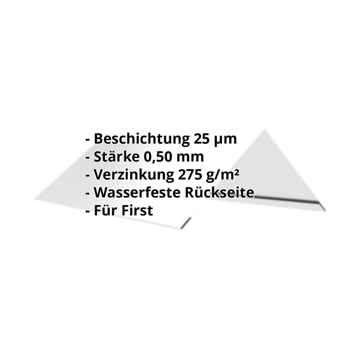 Firstblech flach | 145 x 145 x 2000 mm | 100° | Stahl 0,50 mm | 25 µm Polyester | 7035 - Lichtgrau #2