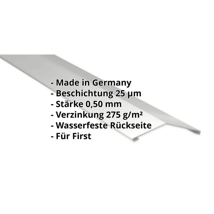 Firstblech flach | 198 x 198 mm | 150° | Stahl 0,50 mm | 25 µm Polyester | 7035 - Lichtgrau #2