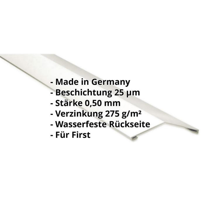 Firstblech flach | 198 x 198 mm | 150° | Stahl 0,50 mm | 25 µm Polyester | 9010 - Reinweiß #2