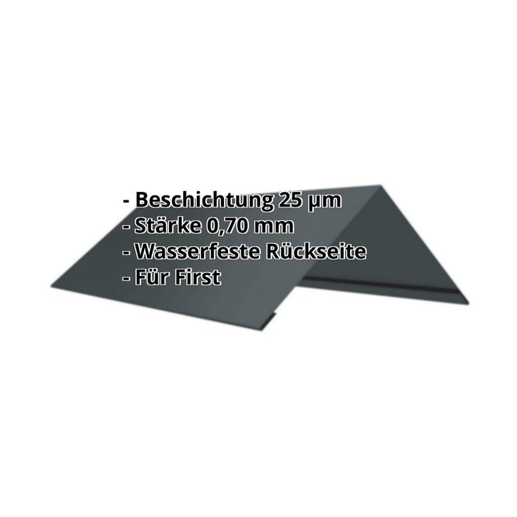 Firstblech flach | 200 x 200 x 2000 mm | 100° | Aluminium 0,70 mm | 25 µm Polyester | 7016 - Anthrazitgrau #2