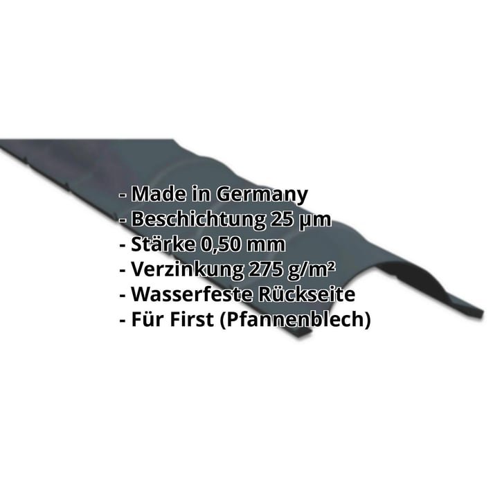 Firstblech halbrund | 1,86 m | Stahl 0,50 mm | 25 µm Polyester | 7016 - Anthrazitgrau #2