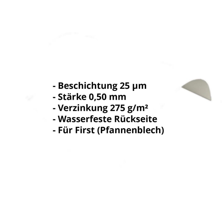 Firstblech halbrund klein | 1,965 m | Stahl 0,50 mm | 25 µm Polyester | 9010 - Reinweiß #2