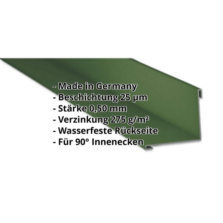 Innenecke | 115 x 115 x 2000 mm | Stahl 0,50 mm | 25 µm Polyester | 6011 - Resedagrün #2