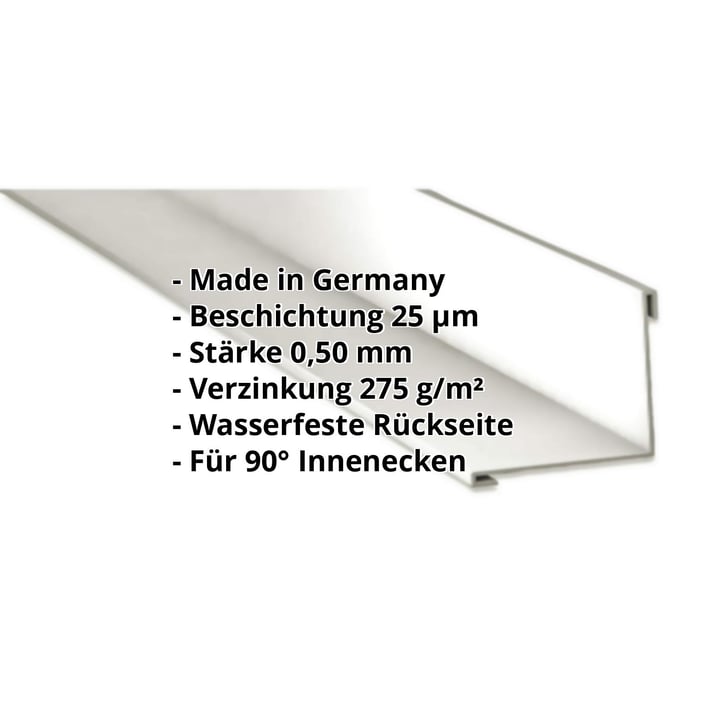 Innenecke | 115 x 115 x 2000 mm | Stahl 0,50 mm | 25 µm Polyester | 9010 - Reinweiß #2