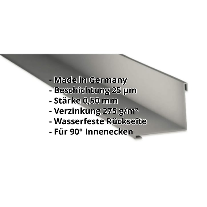 Innenecke | 115 x 115 x 2000 mm | Stahl 0,50 mm | 25 µm Polyester | 9007 - Graualuminium #2