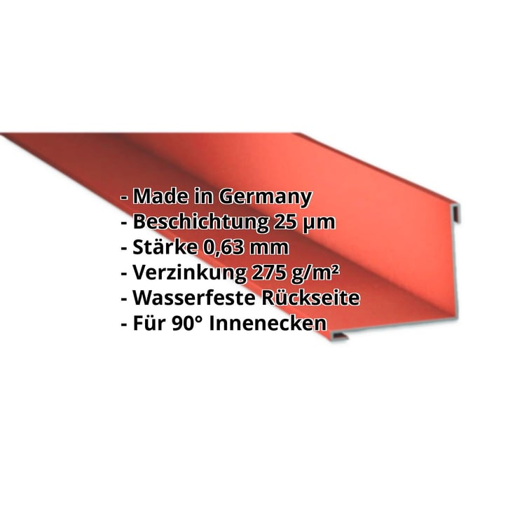 Innenecke | 115 x 115 x 2000 mm | Stahl 0,63 mm | 25 µm Polyester | 8004 - Kupferbraun #2