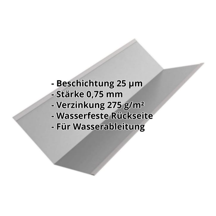 Kehlblech | 195 x 195 x 2000 mm | Stahl 0,75 mm | 25 µm Polyester | 9006 - Weißaluminium #2
