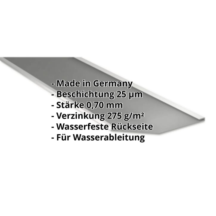 Kehlblech | 490 x 490 mm | Aluminium 0,70 mm | 25 µm Polyester | 9007 - Graualuminium #2