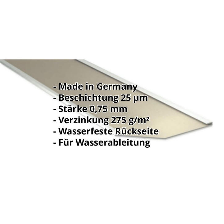 Kehlblech | 490 x 490 x 2000 mm | Stahl 0,75 mm | 25 µm Polyester | 1015 - Hellelfenbein #2