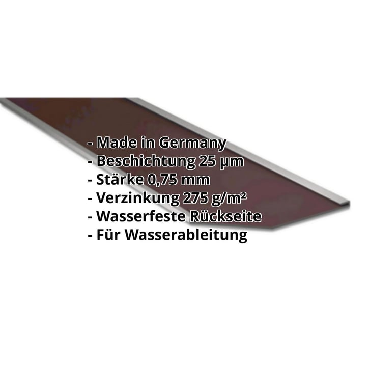Kehlblech | 490 x 490 x 2000 mm | Stahl 0,75 mm | 25 µm Polyester | 8017 - Schokoladenbraun #2