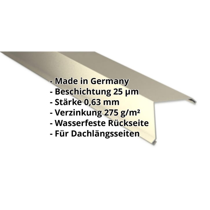 Ortgangwinkel | 115 x 115 mm | Stahl 0,63 mm | 25 µm Polyester | 1015 - Hellelfenbein #2