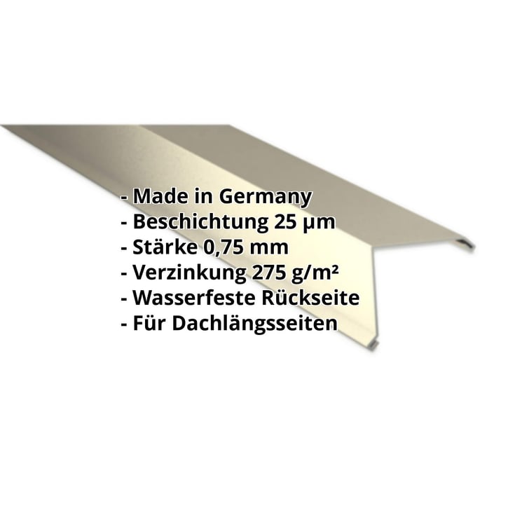 Ortgangwinkel | 115 x 115 mm | Stahl 0,75 mm | 25 µm Polyester | 1015 - Hellelfenbein #2