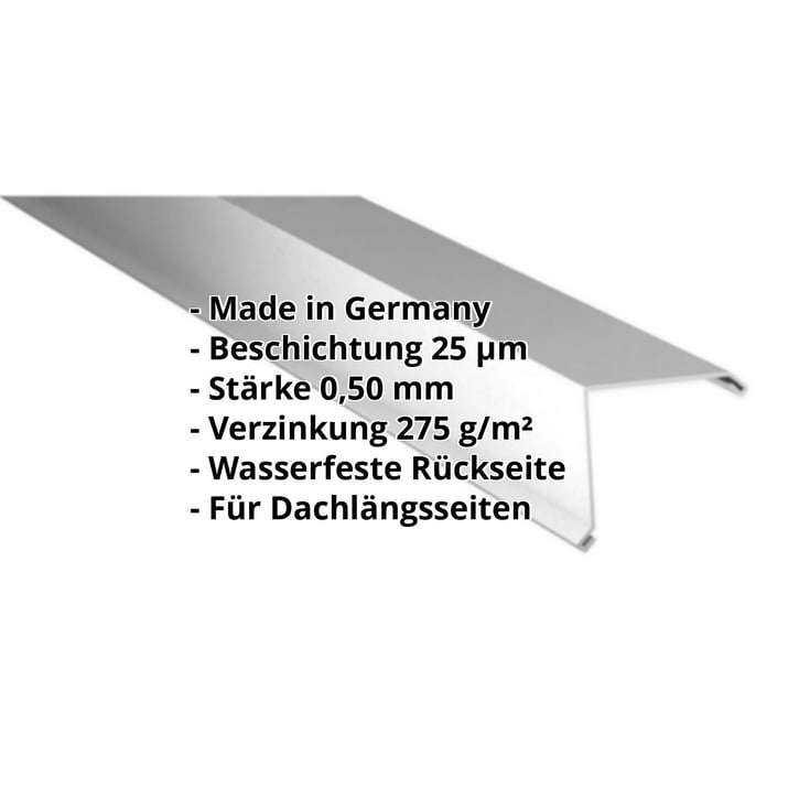 Ortgangwinkel | 150 x 150 mm | Stahl 0,50 mm | 25 µm Polyester | 9006 - Weißaluminium #2