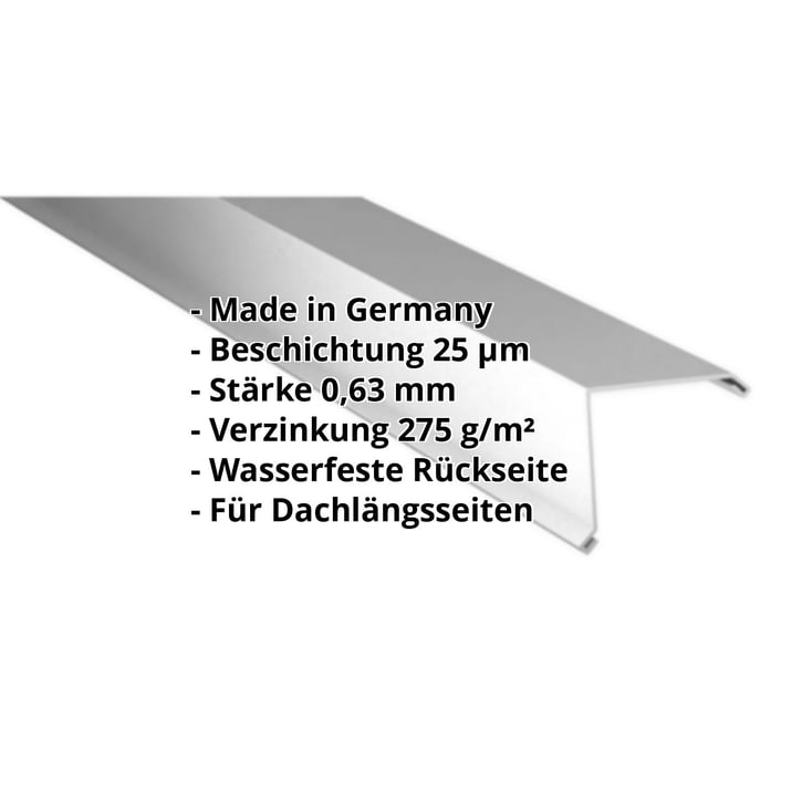 Ortgangwinkel | 150 x 150 mm | Stahl 0,63 mm | 25 µm Polyester | 9006 - Weißaluminium #2