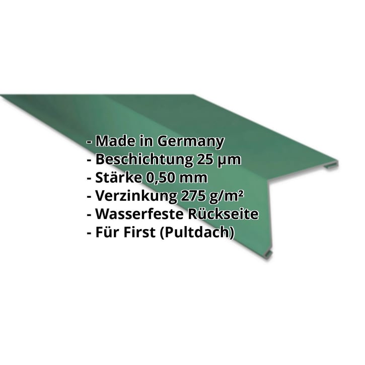 Pultabschluss | 115 x 115 mm | 80° | Stahl 0,50 mm | 25 µm Polyester | 6020 - Chromoxidgrün #2