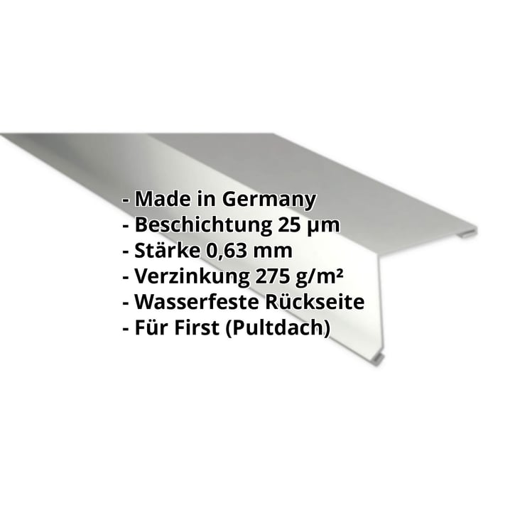 Pultabschluss | 115 x 115 mm | 80° | Stahl 0,63 mm | 25 µm Polyester | 9002 - Grauweiß #2