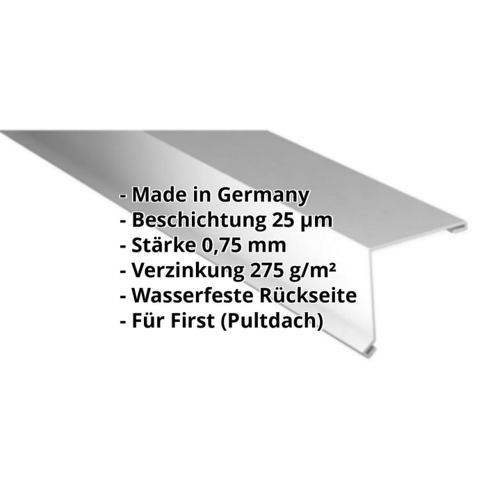 Pultabschluss | 115 x 115 mm | 85° | Stahl 0,75 mm | 25 µm Polyester | 9006 - Weißaluminium #2