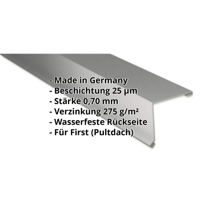 Pultabschluss | 115 x 115 mm | 85° | Aluminium 0,70 mm | 25 µm Polyester | 9007 - Graualuminium #2