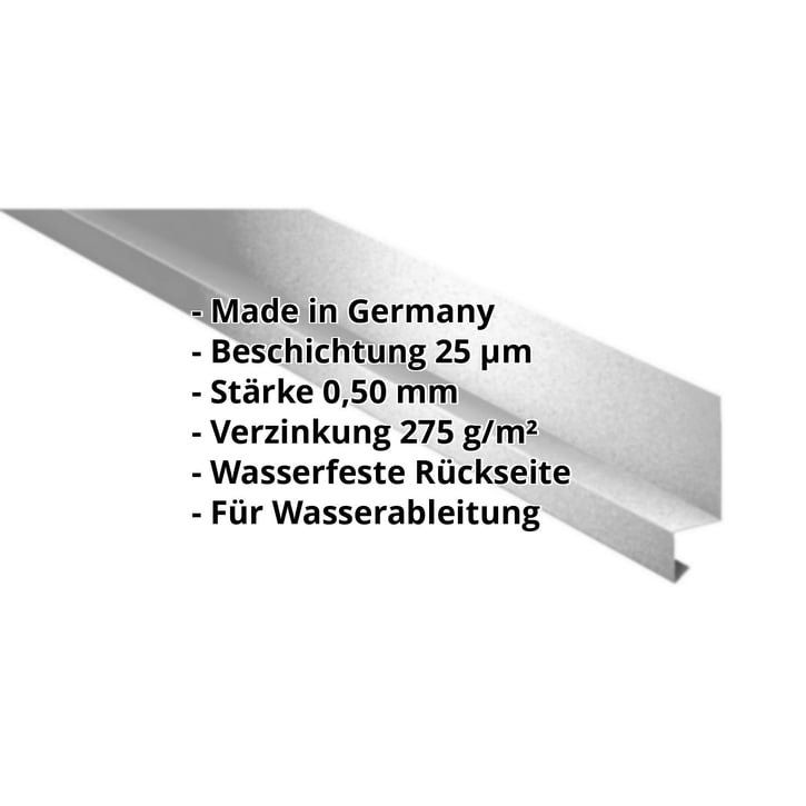 Sockelleiste | 50 x 25 x 20 mm | 100° | Stahl 0,50 mm | 25 µm Polyester | 9006 - Weißaluminium #2