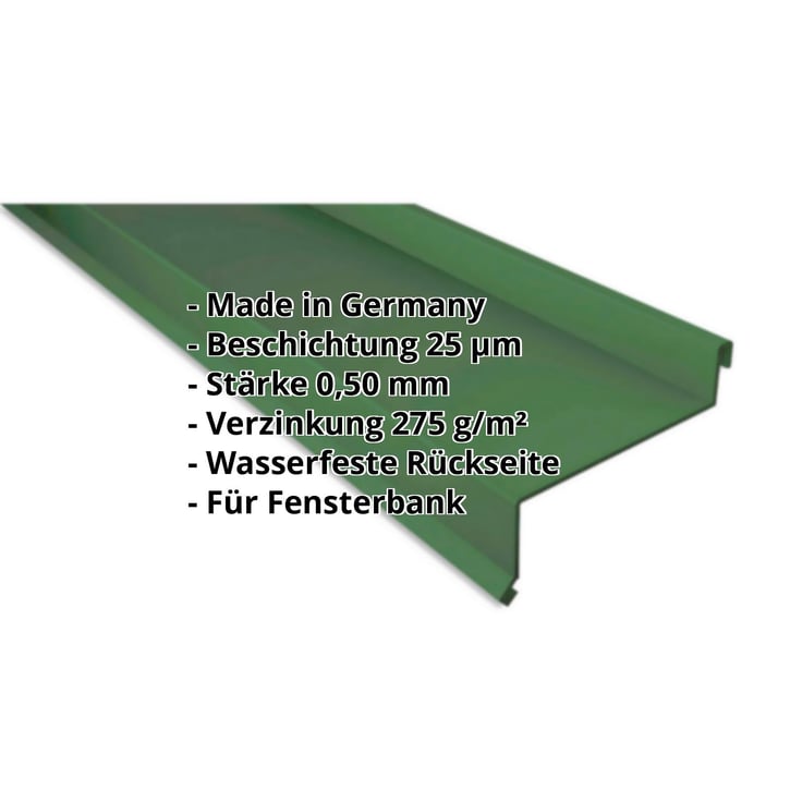 Sohlbank | 50 x 115 x 40 x 2000 mm | Stahl 0,50 mm | 25 µm Polyester | 6002 - Laubgrün #2