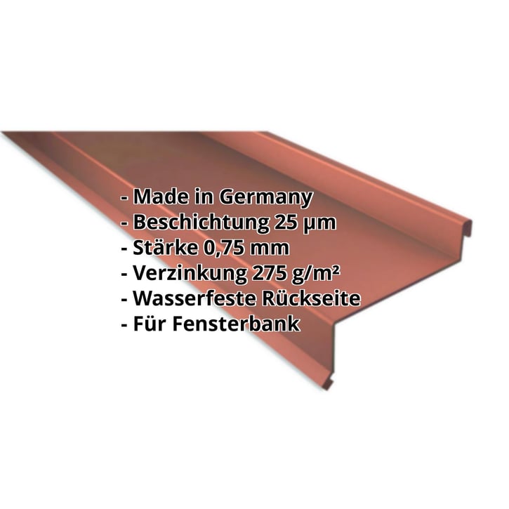 Sohlbank | 50 x 115 x 40 x 2000 mm | Stahl 0,75 mm | 25 µm Polyester | 8004 - Kupferbraun #2