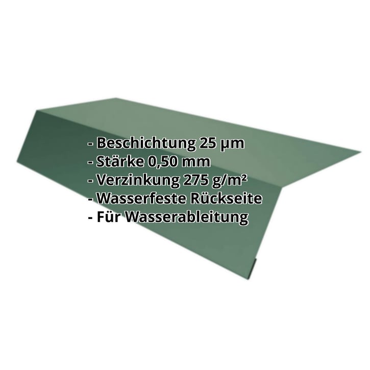 Traufenblech | 125 x 70 x 2000 mm | Stahl 0,50 mm | 25 µm Polyester | 6005 - Moosgrün #2