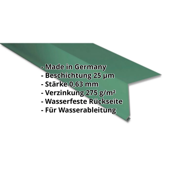 Traufenblech | 50 x 50 mm | 100° | Stahl 0,63 mm | 25 µm Polyester | 6020 - Chromoxidgrün #2