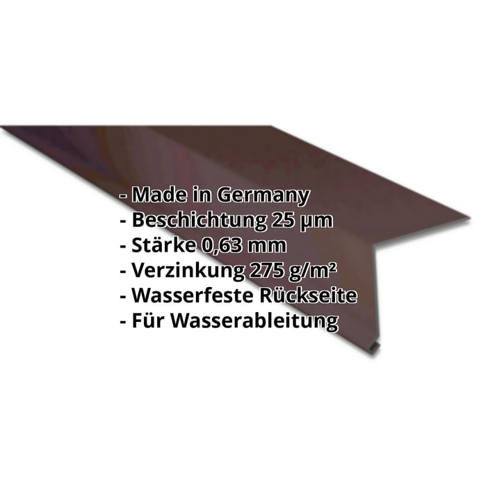 Traufenblech | 50 x 50 mm | 95° | Stahl 0,63 mm | 25 µm Polyester | 8017 - Schokoladenbraun #2