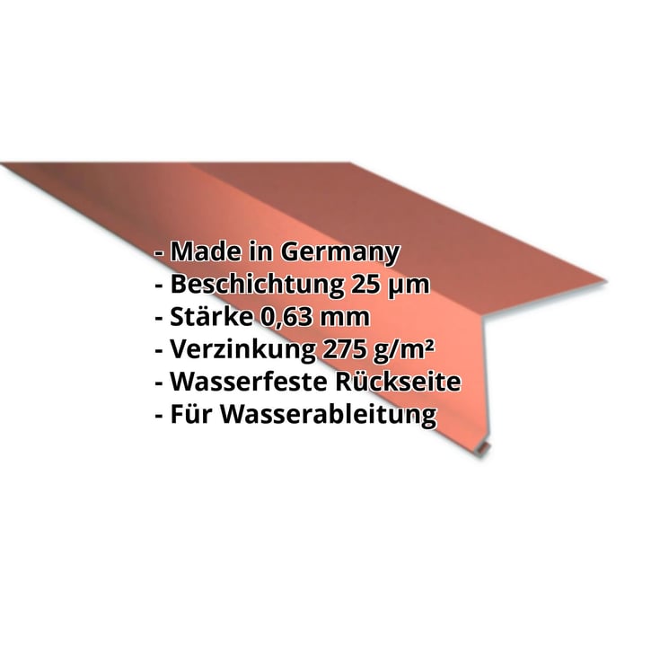 Traufenblech | 80 x 30 mm | 100° | Stahl 0,63 mm | 25 µm Polyester | 8004 - Kupferbraun #2