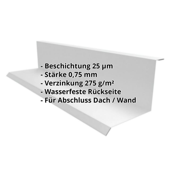 Wandanschluss | 100 x 110 x 2000 mm | 90° | Stahl 0,75 mm | 25 µm Polyester | 9006 - Weißaluminium #2