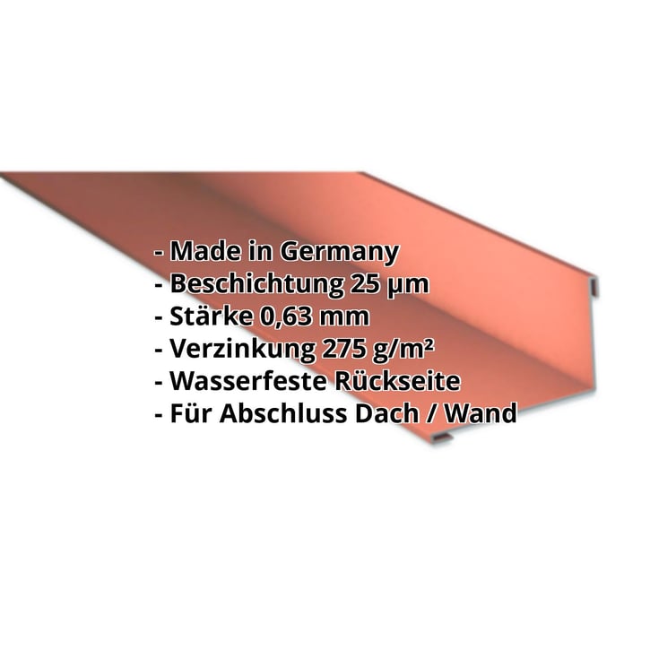 Wandanschluss | 160 x 115 mm | 95° | Stahl 0,63 mm | 25 µm Polyester | 8004 - Kupferbraun #2
