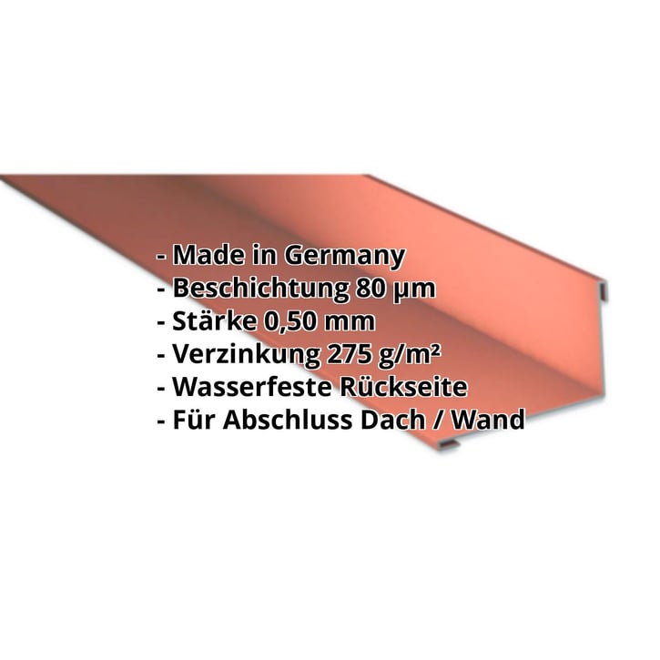 Wandanschluss | 220 x 150 mm | 95° | Stahl 0,50 mm | 80 µm Shimoco | 8004 - Kupferbraun #2