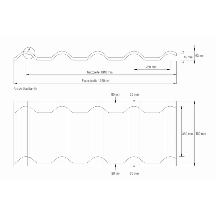 Pfannenblech EUROPA | Anti-Tropf 1000 g/m² | Stahl 0,50 mm | 25 µm Polyester | 1015 - Hellelfenbein #7