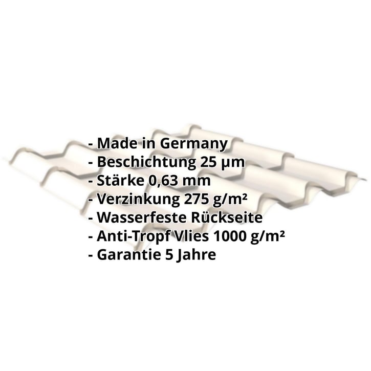 Pfannenblech EUROPA | Anti-Tropf 1000 g/m² | Stahl 0,63 mm | 25 µm Polyester | 9010 - Reinweiß #2