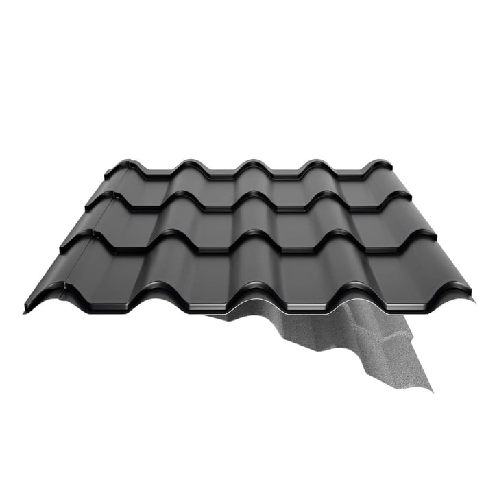 Pfannenblech EUROPA | Anti-Tropf 1000 g/m² | Stahl 0,63 mm | 25 µm Polyester | 9005 - Tiefschwarz #4